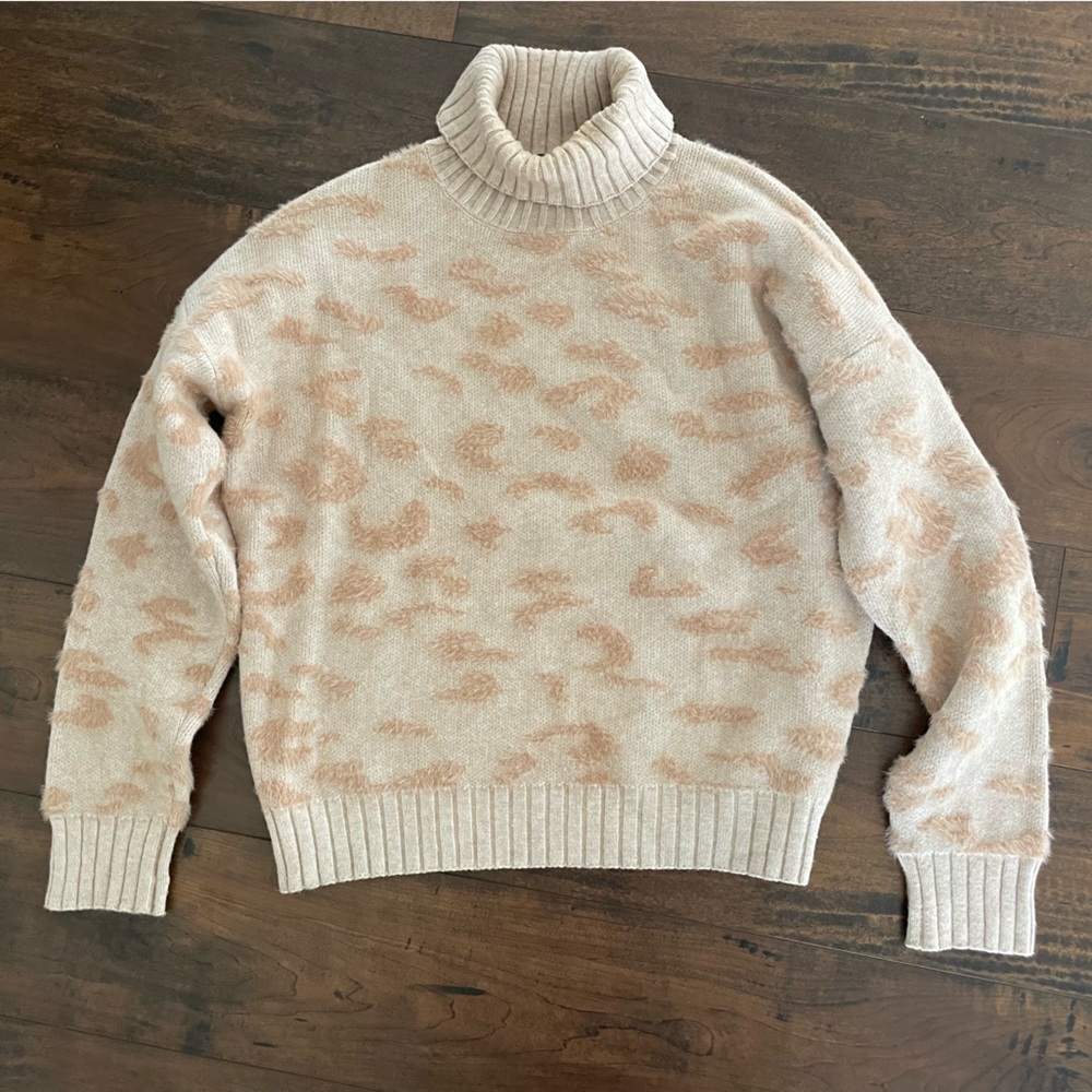 FATE cozy tan leopard turtleneck sweater